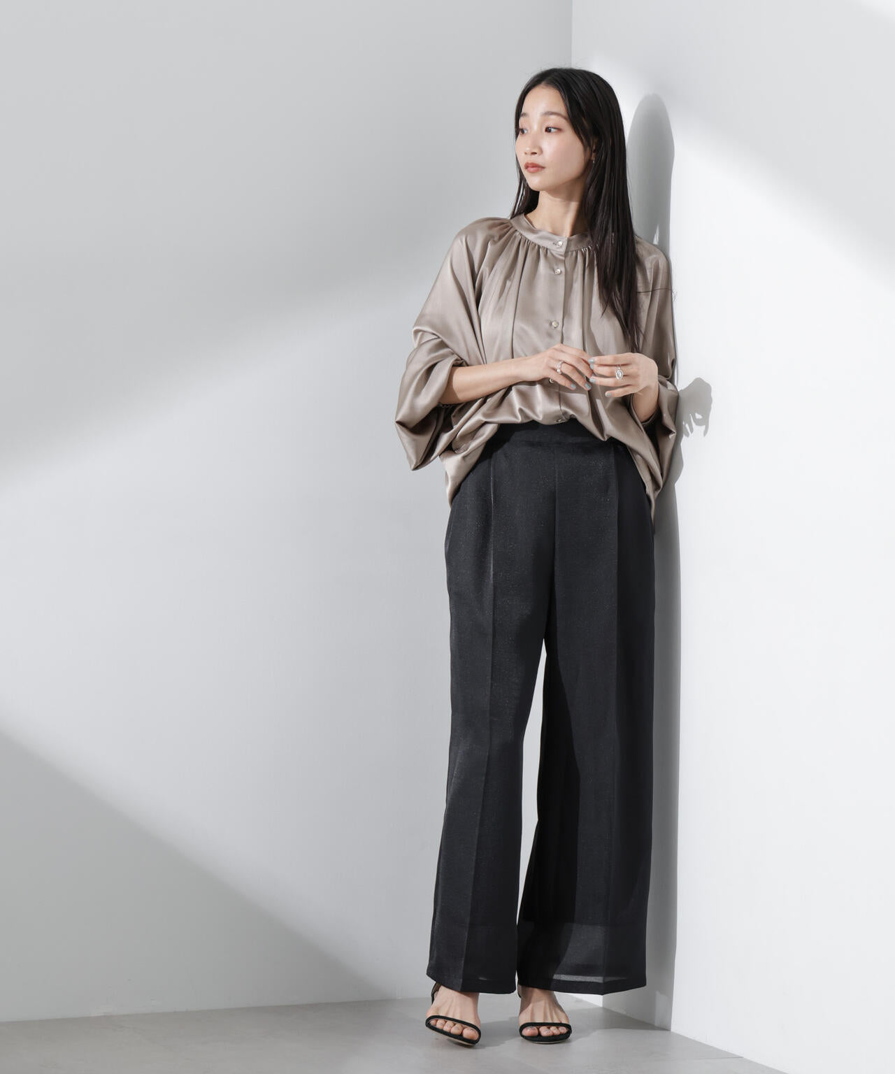 シアーヘムタックワイドパンツ 6735127312
