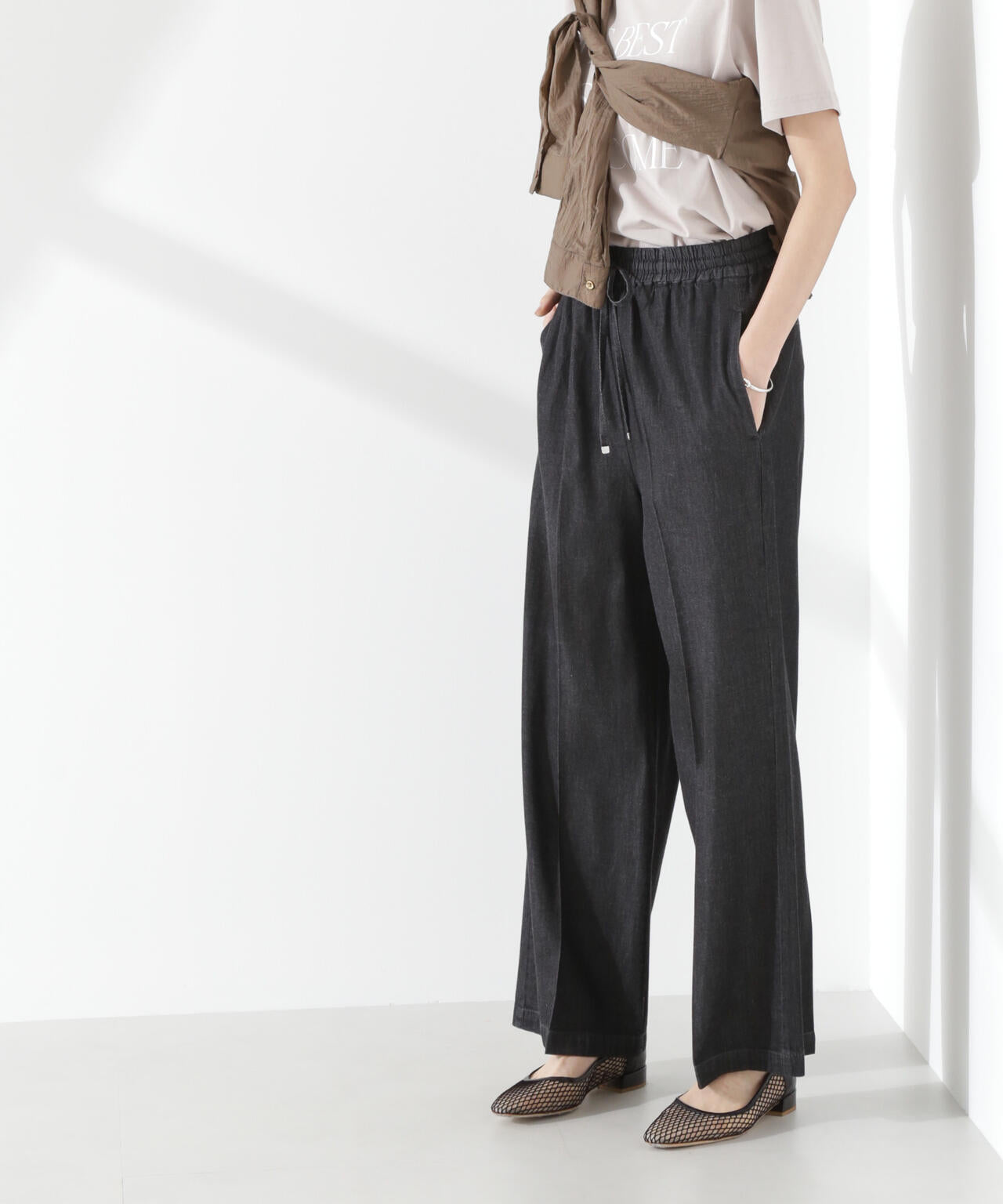 ライトデニムドロストセンタープレスパンツ(セットアップ可) 6735127316