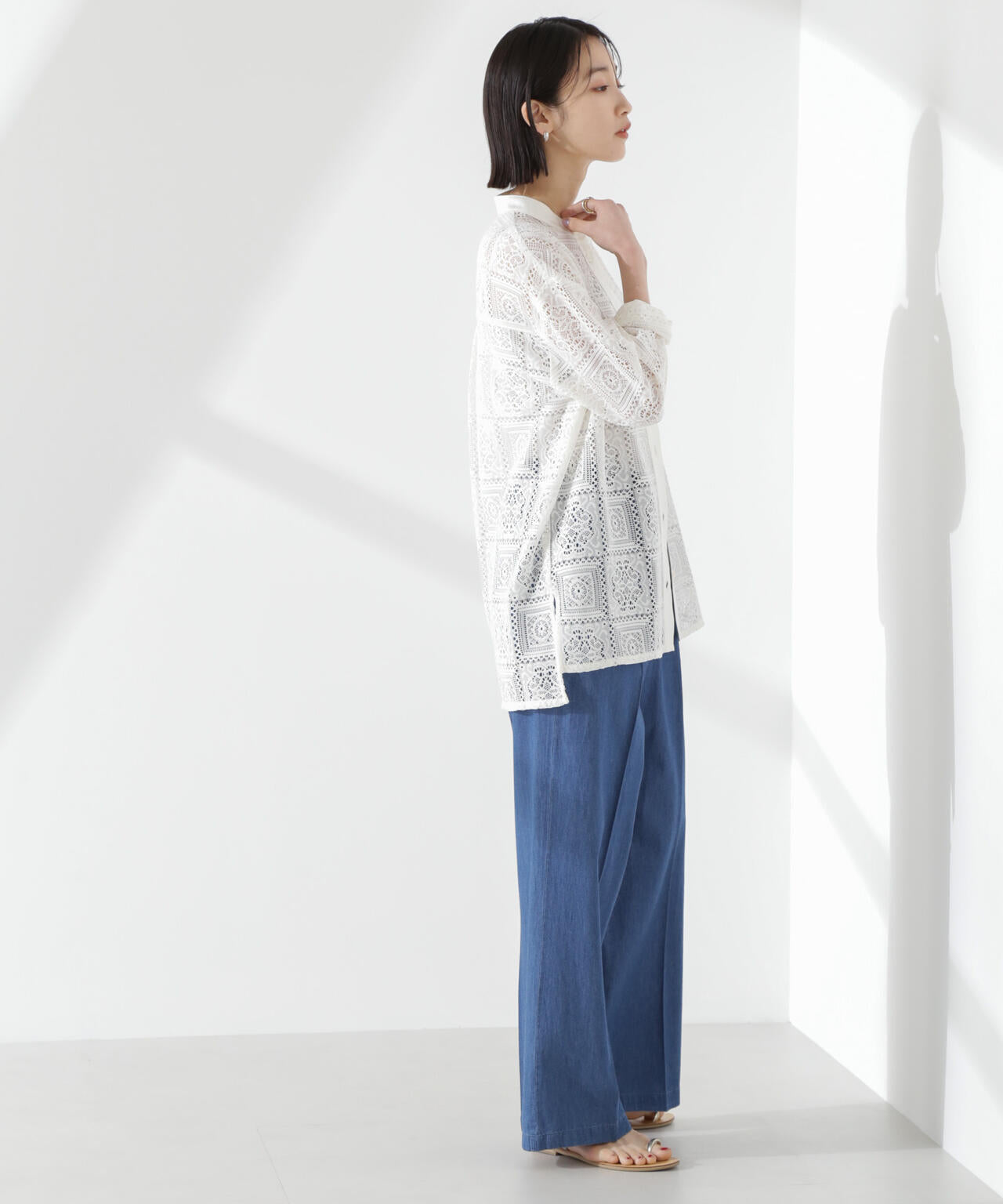 ライトデニムドロストセンタープレスパンツ(セットアップ可) 6735127316