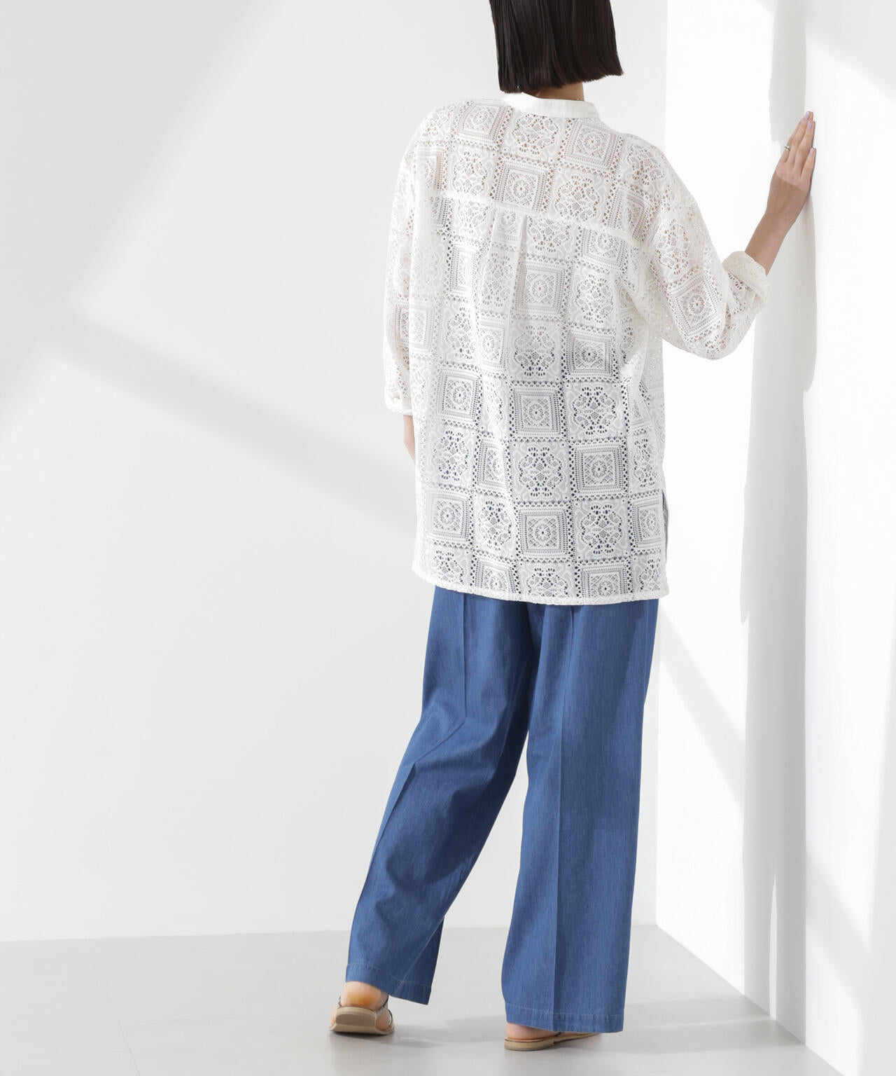 ライトデニムドロストセンタープレスパンツ(セットアップ可) 6735127316