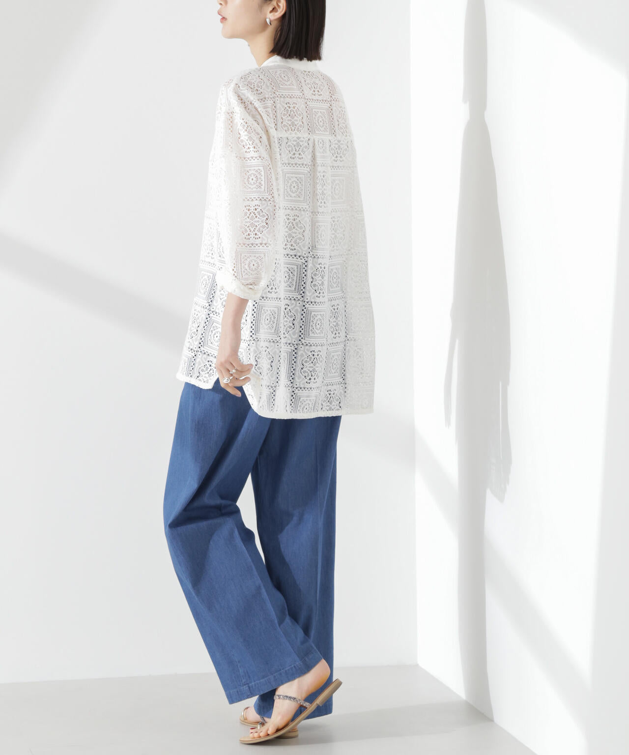 ライトデニムドロストセンタープレスパンツ(セットアップ可) 6735127316