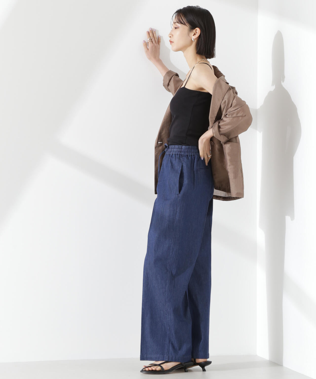 ライトデニムドロストセンタープレスパンツ(セットアップ可) 6735127316