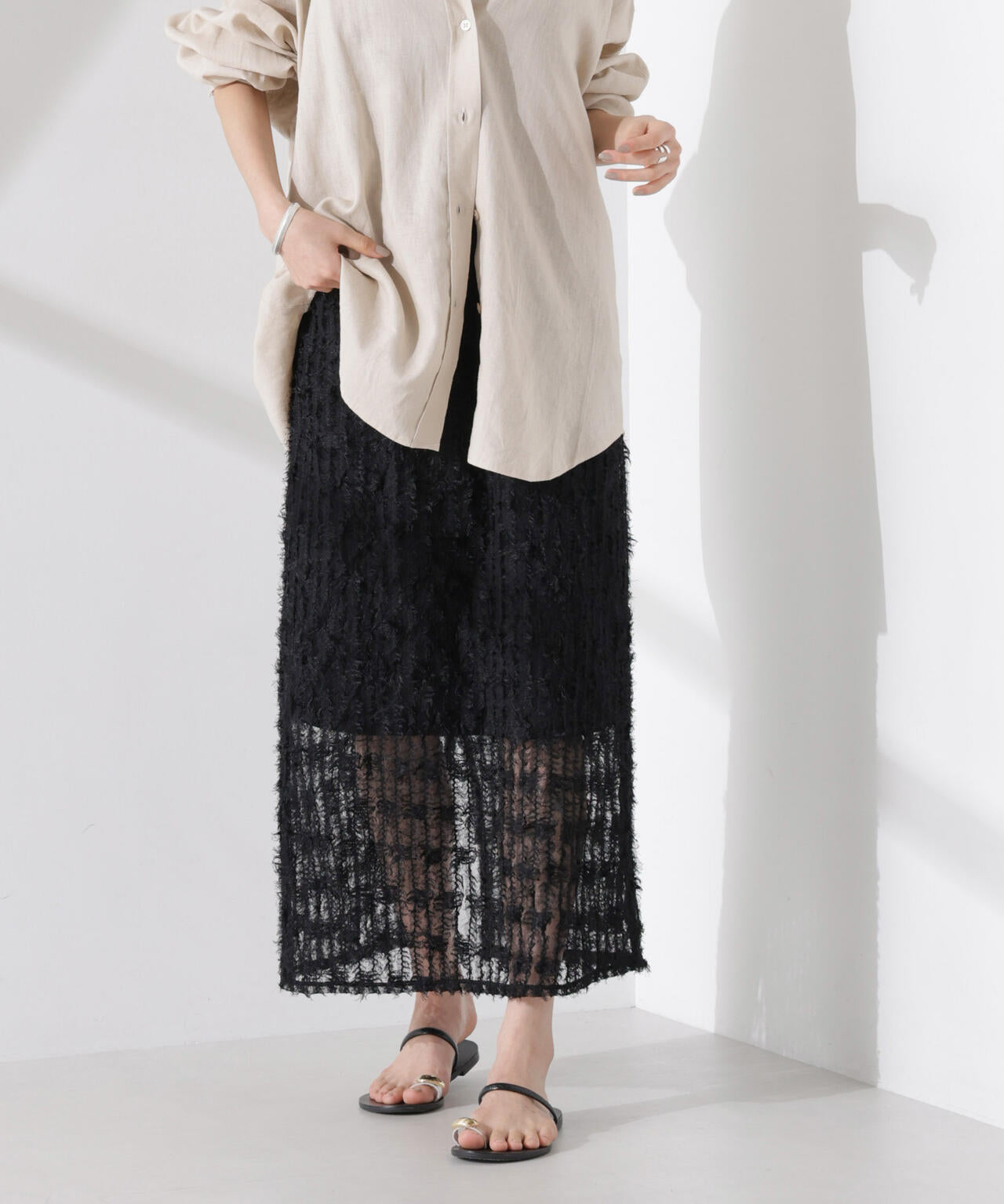 フリンジチュールナロースカート(セットアップ可) 6735130311