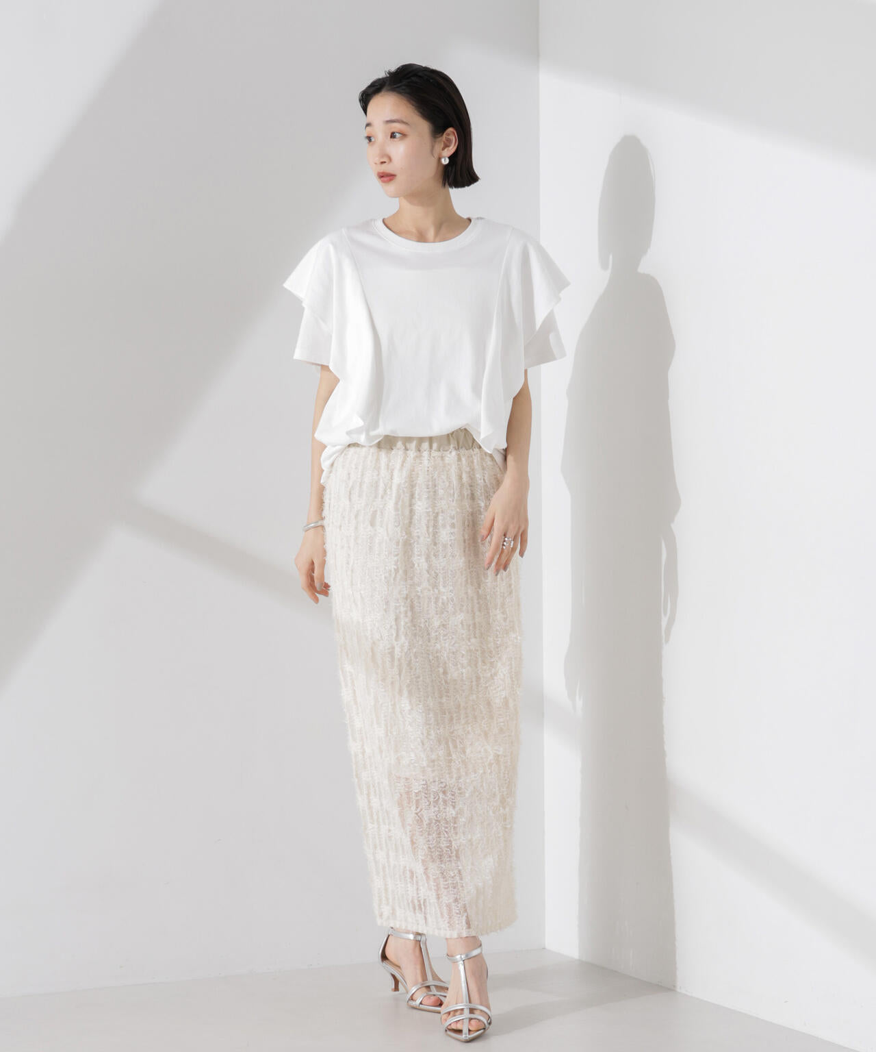フリンジチュールナロースカート(セットアップ可) 6735130311