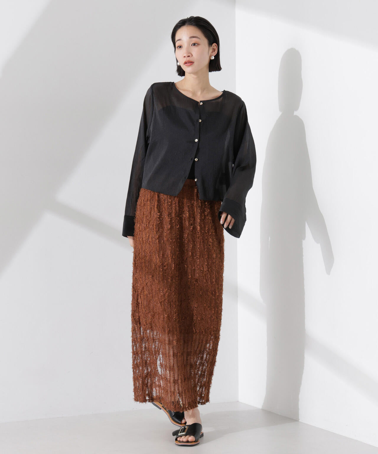 フリンジチュールナロースカート(セットアップ可) 6735130311