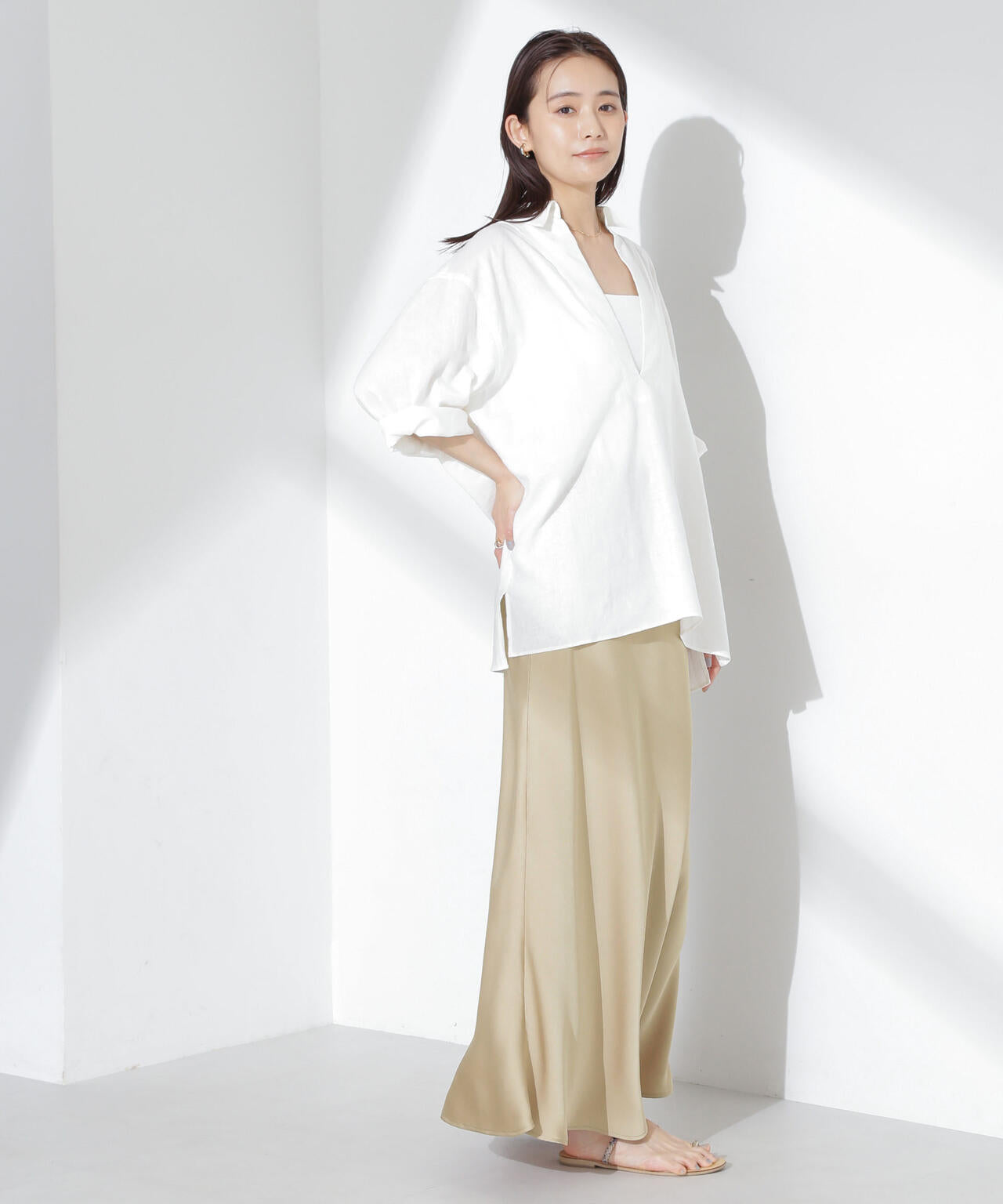 サテンフレアスカート 6735130313