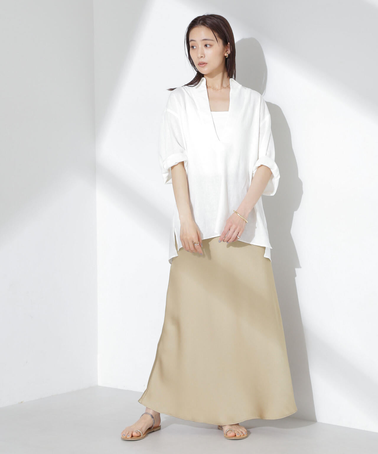 サテンフレアスカート 6735130313