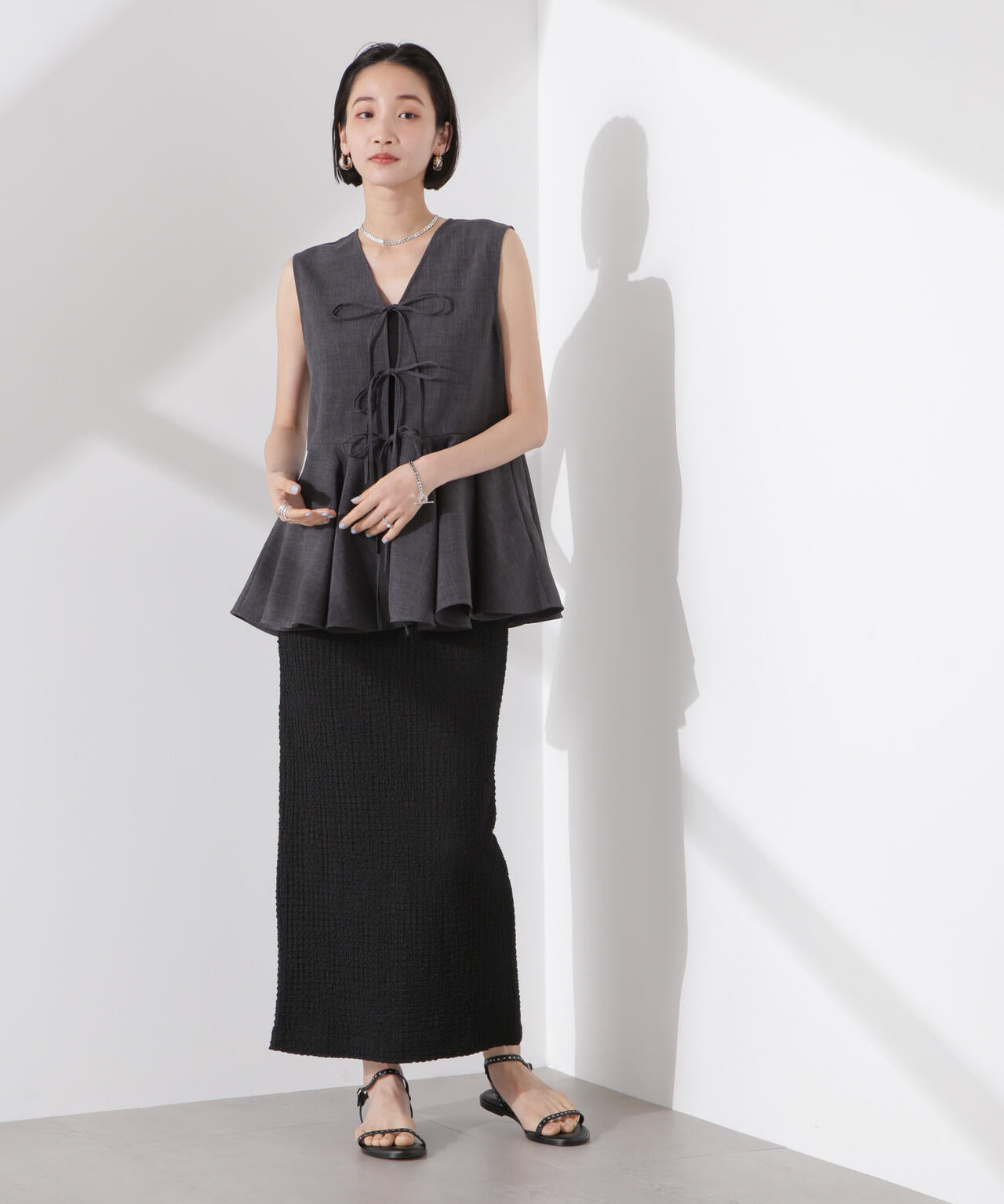 シャーリングジャガードカットナロースカート(セットアップ可) 6735130316