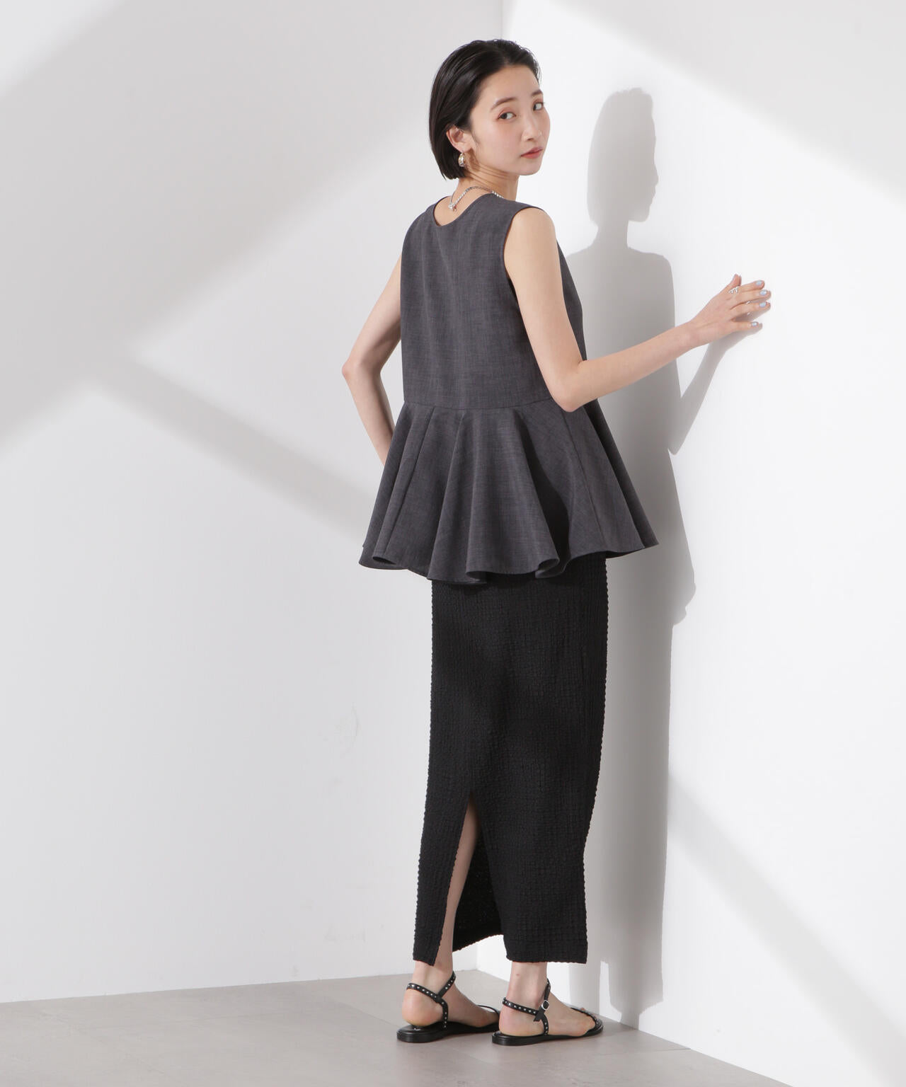 シャーリングジャガードカットナロースカート(セットアップ可) 6735130316