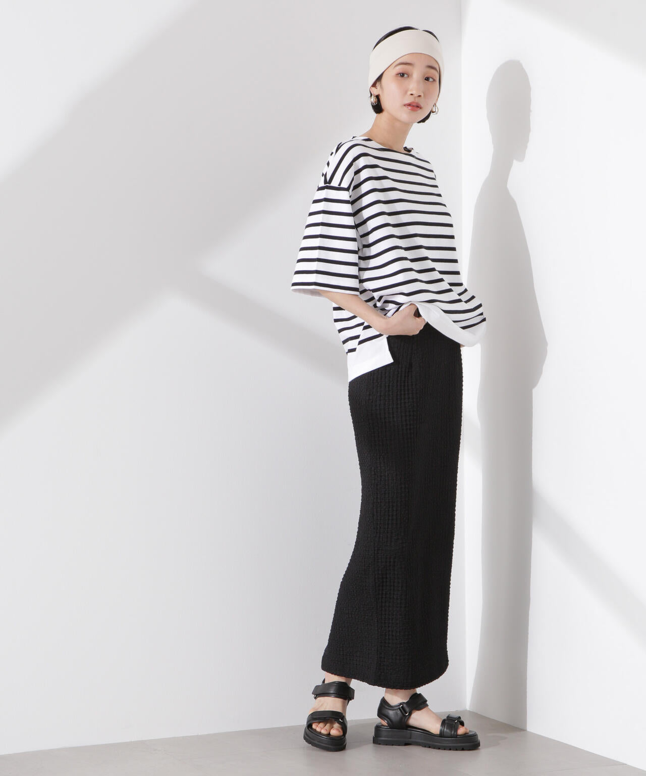 シャーリングジャガードカットナロースカート(セットアップ可) 6735130316