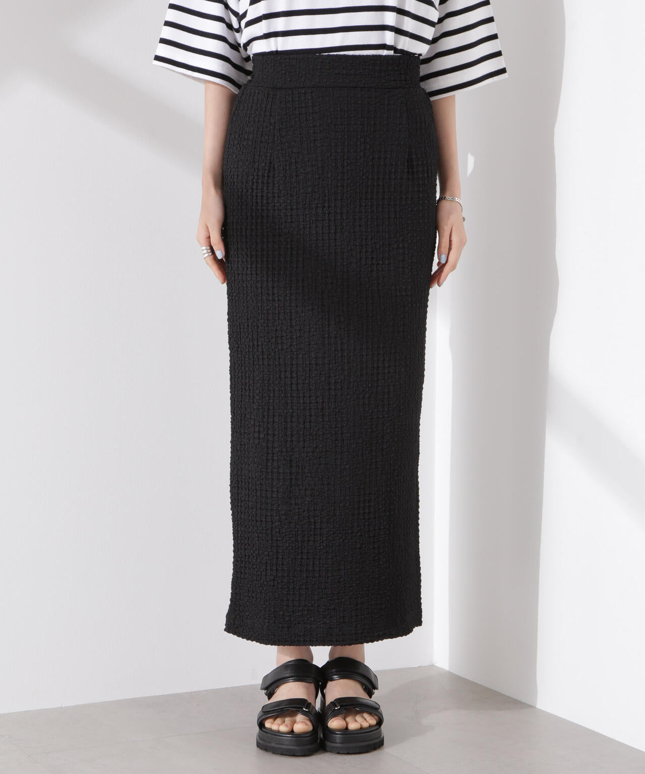 シャーリングジャガードカットナロースカート(セットアップ可) 6735130316