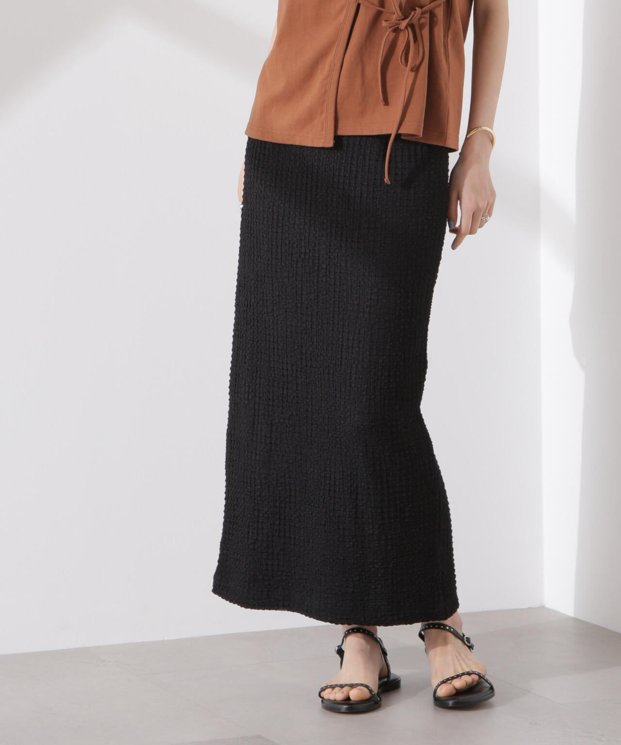 シャーリングジャガードカットナロースカート(セットアップ可) 6735130316