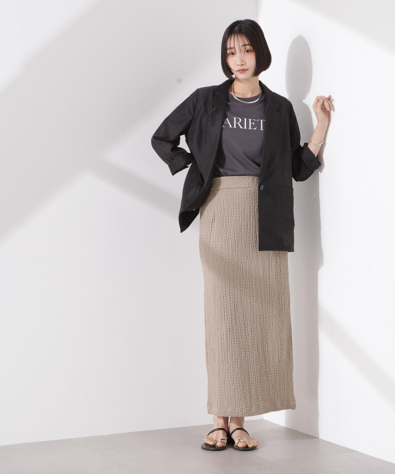 シャーリングジャガードカットナロースカート(セットアップ可) 6735130316