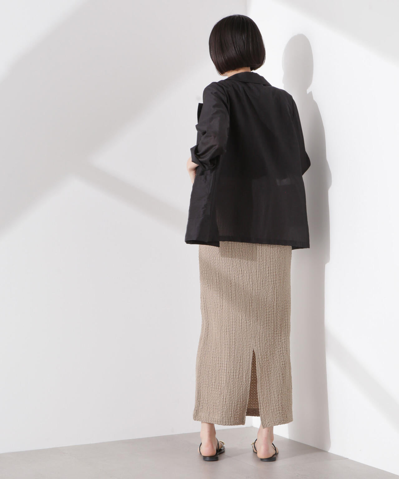 シャーリングジャガードカットナロースカート(セットアップ可) 6735130316