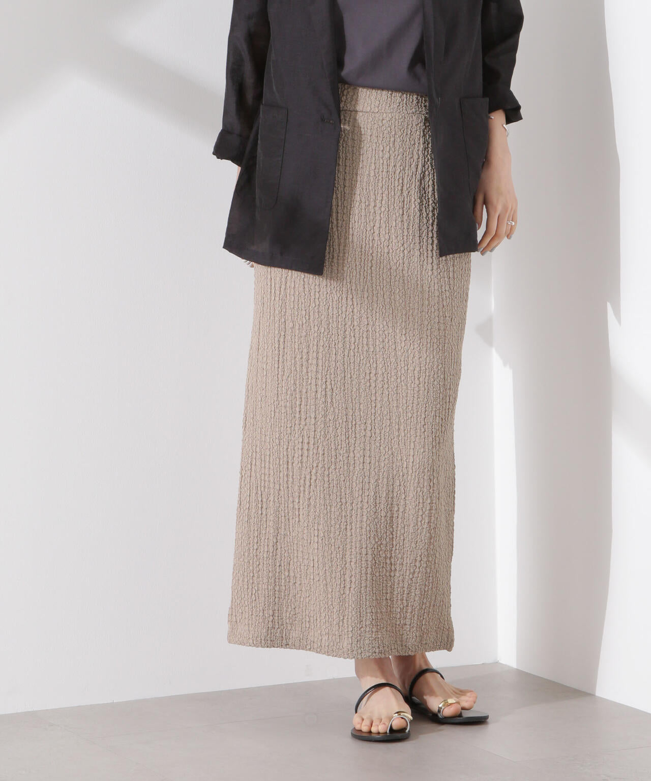 シャーリングジャガードカットナロースカート(セットアップ可) 6735130316