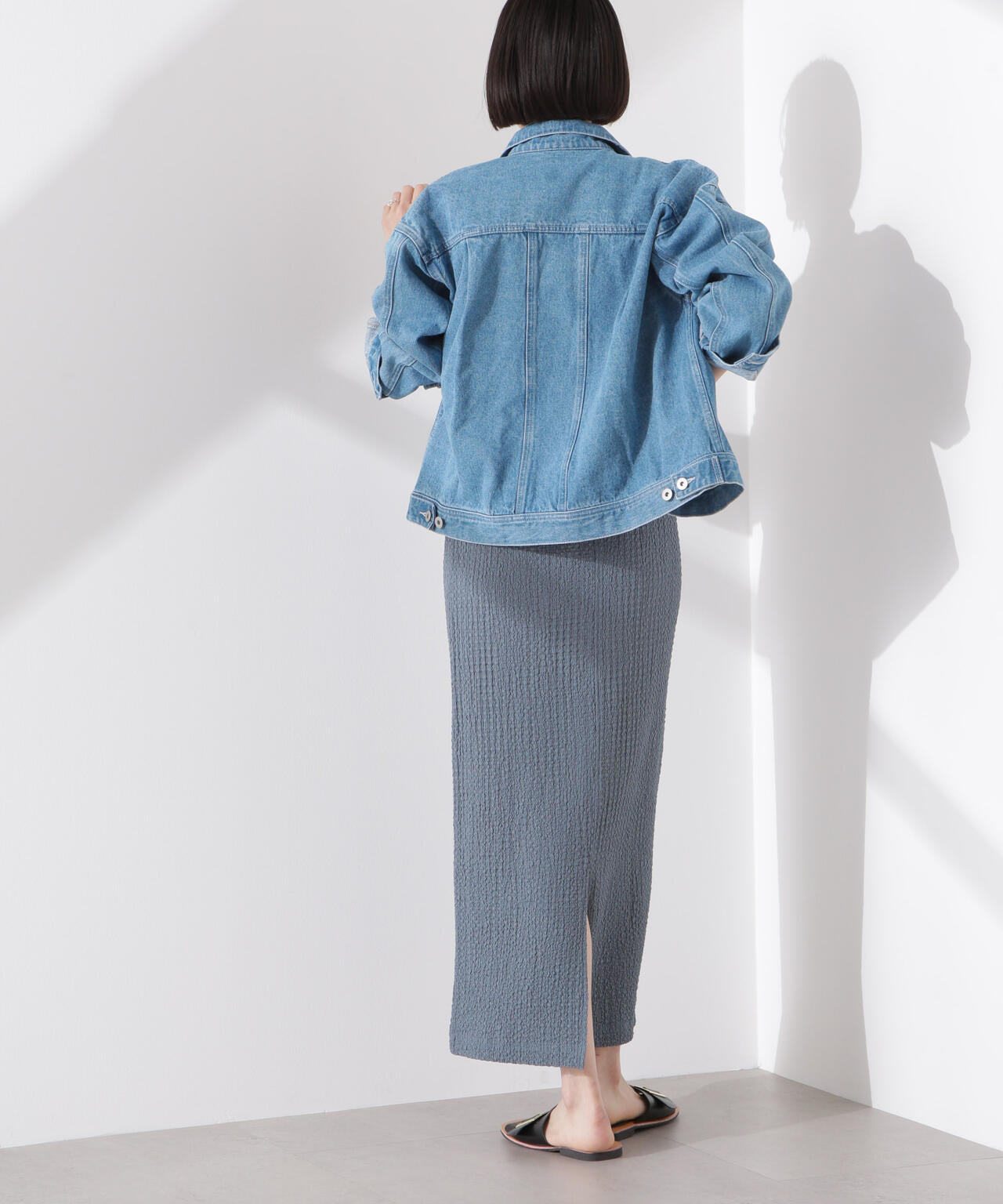 シャーリングジャガードカットナロースカート(セットアップ可) 6735130316