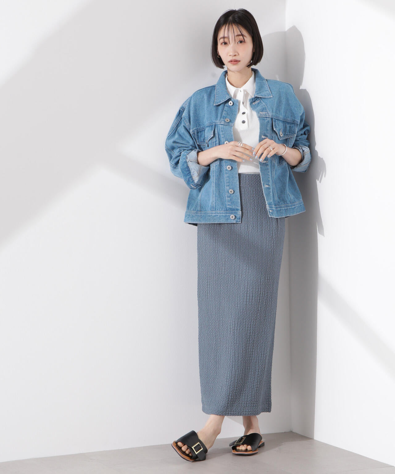 シャーリングジャガードカットナロースカート(セットアップ可) 6735130316