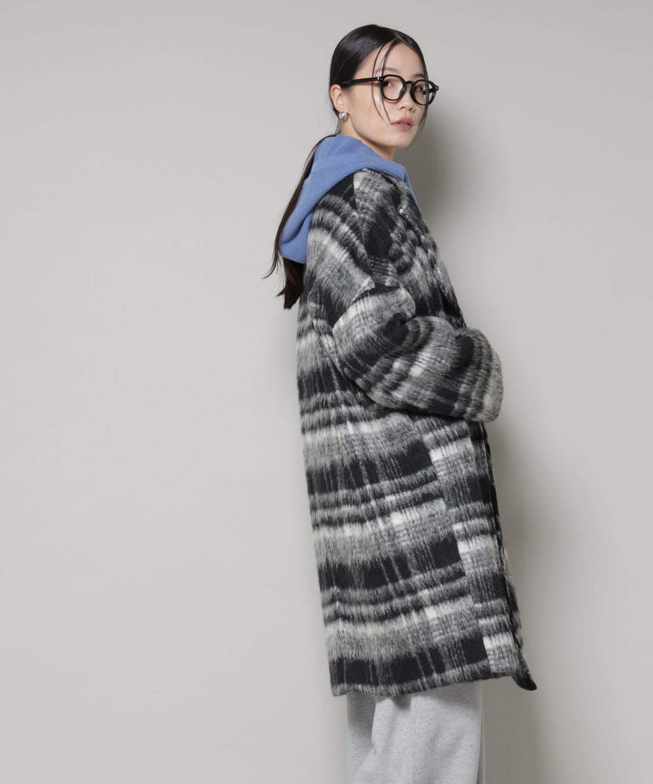 シャギーチェックコート 6735211308