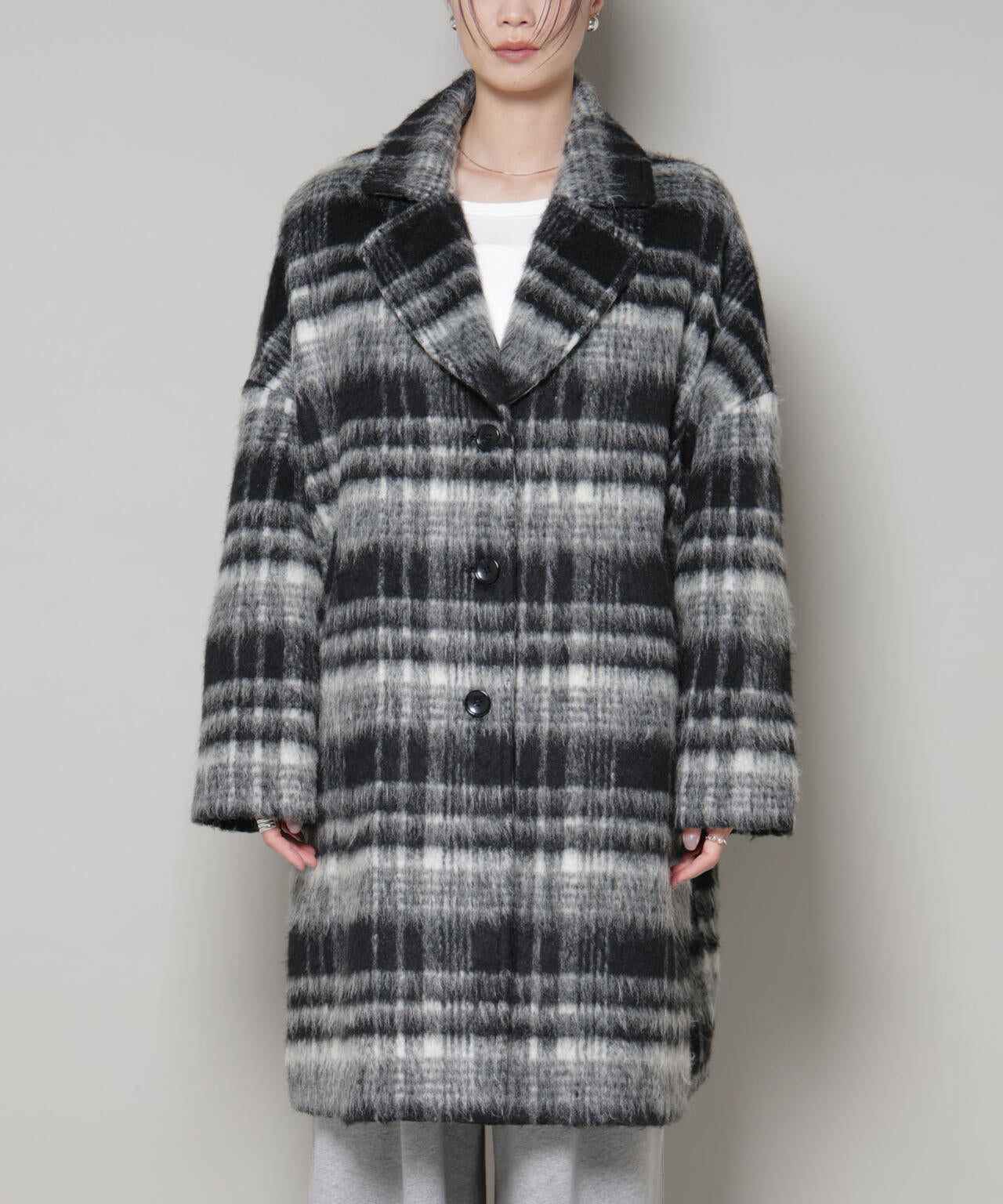シャギーチェックコート 6735211308