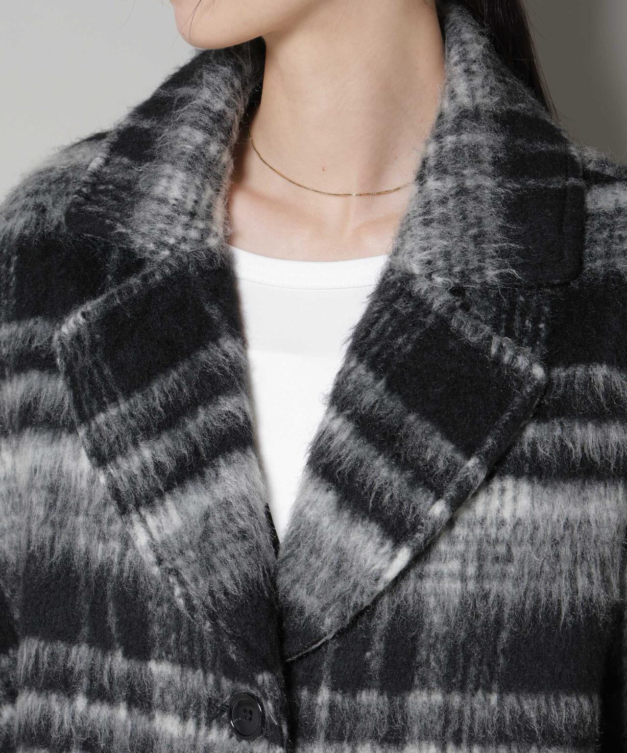 シャギーチェックコート 6735211308