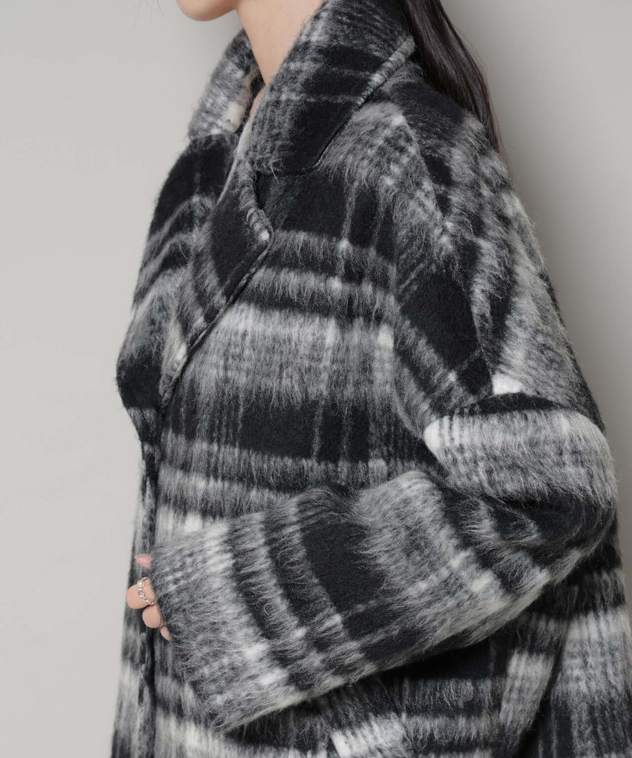 シャギーチェックコート 6735211308