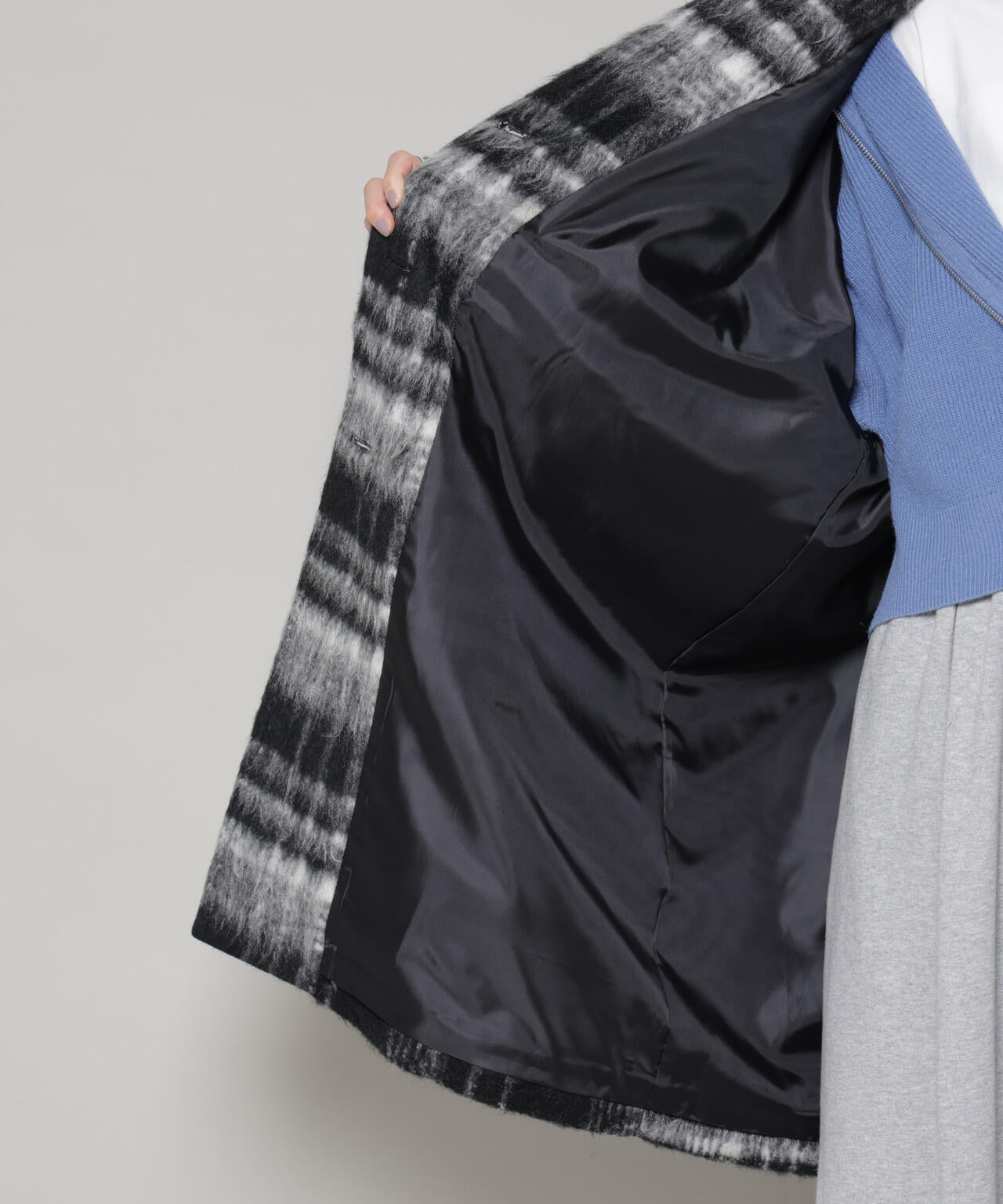 シャギーチェックコート 6735211308