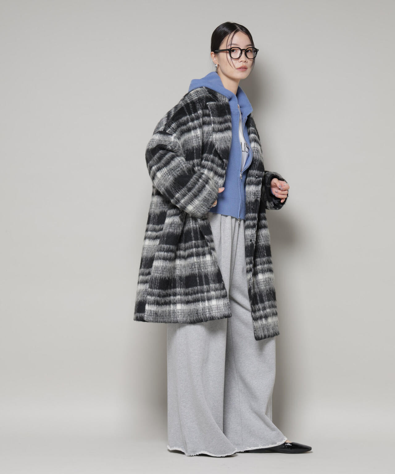 シャギーチェックコート 6735211308