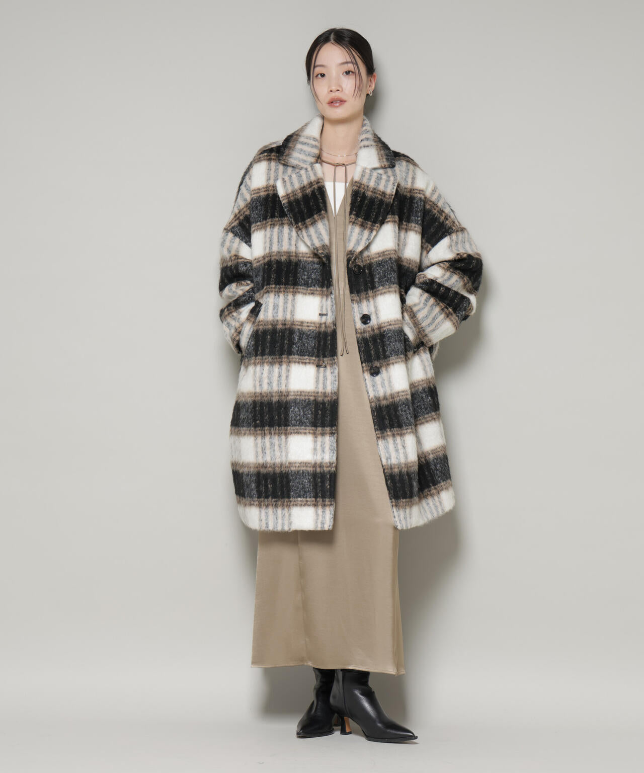 シャギーチェックコート 6735211308