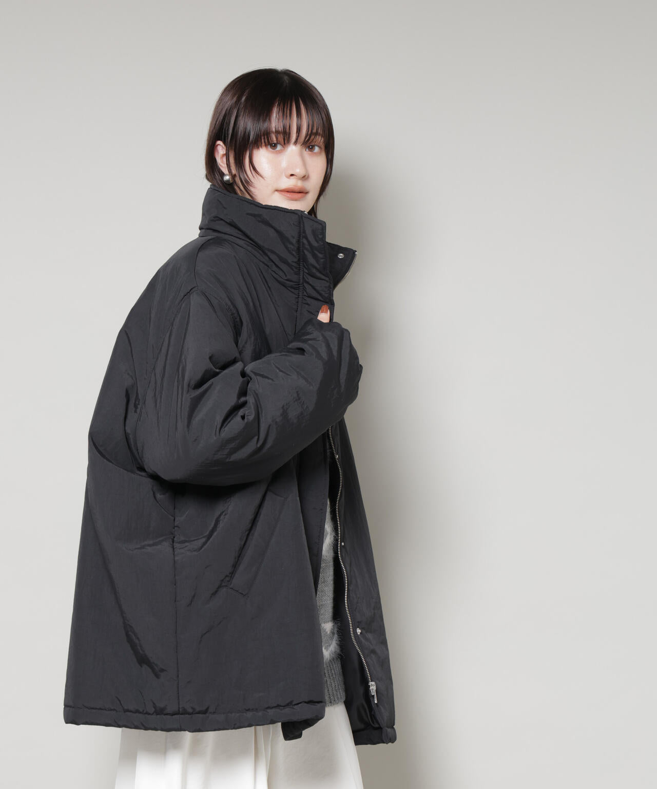 撥水加工 中綿スタンドオーバージップブルゾン 6735212300