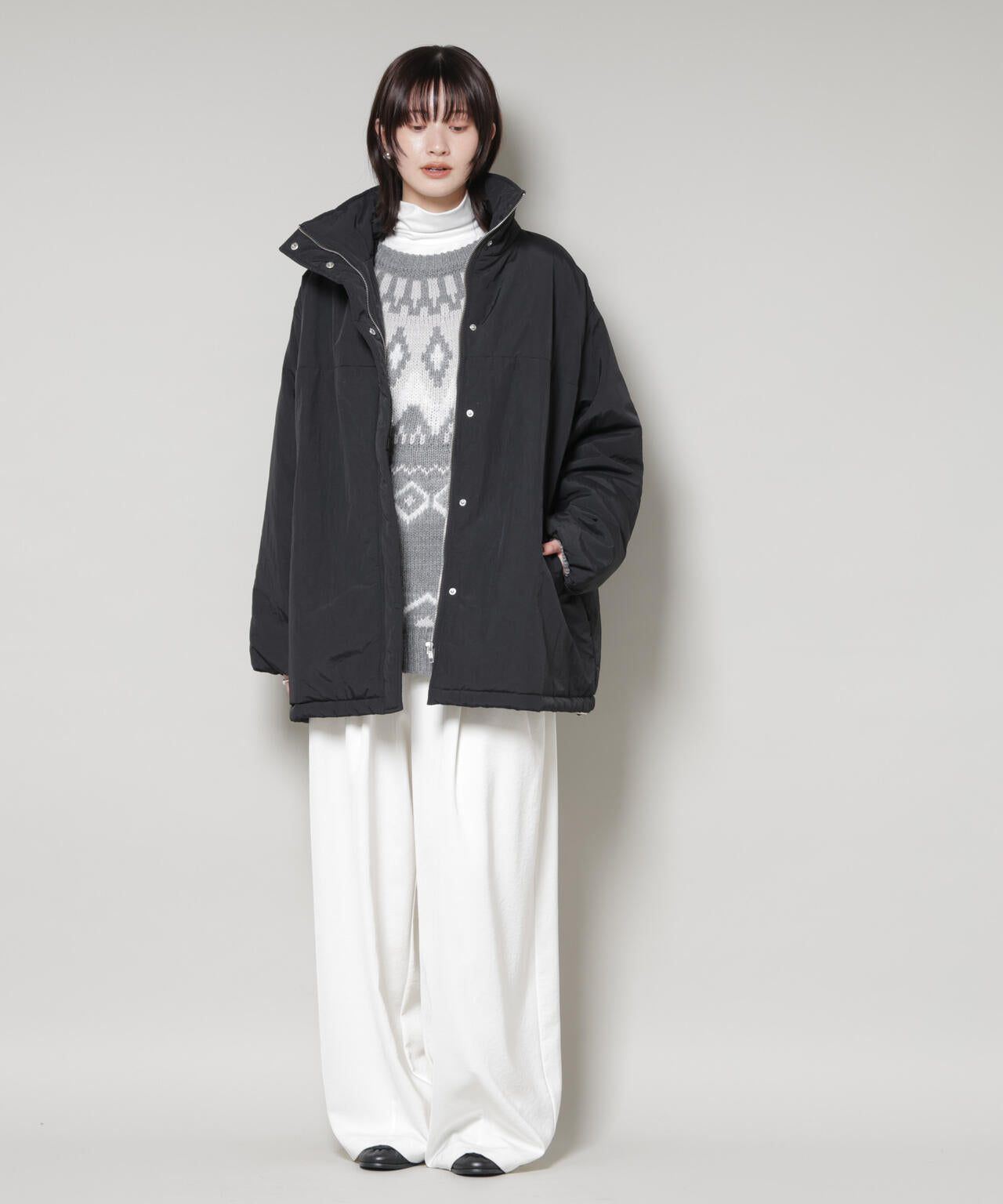 撥水加工 中綿スタンドオーバージップブルゾン 6735212300