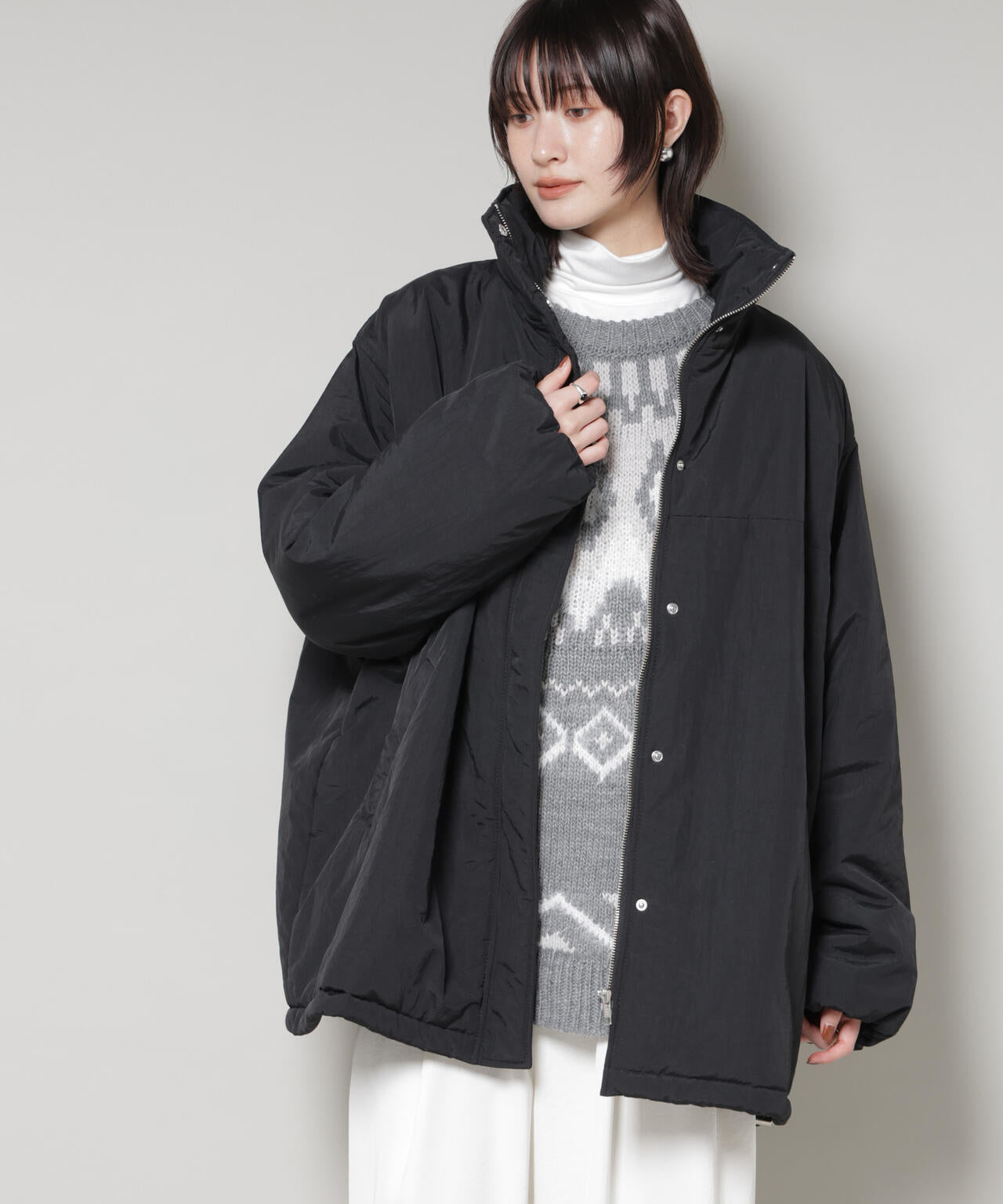 撥水加工 中綿スタンドオーバージップブルゾン 6735212300