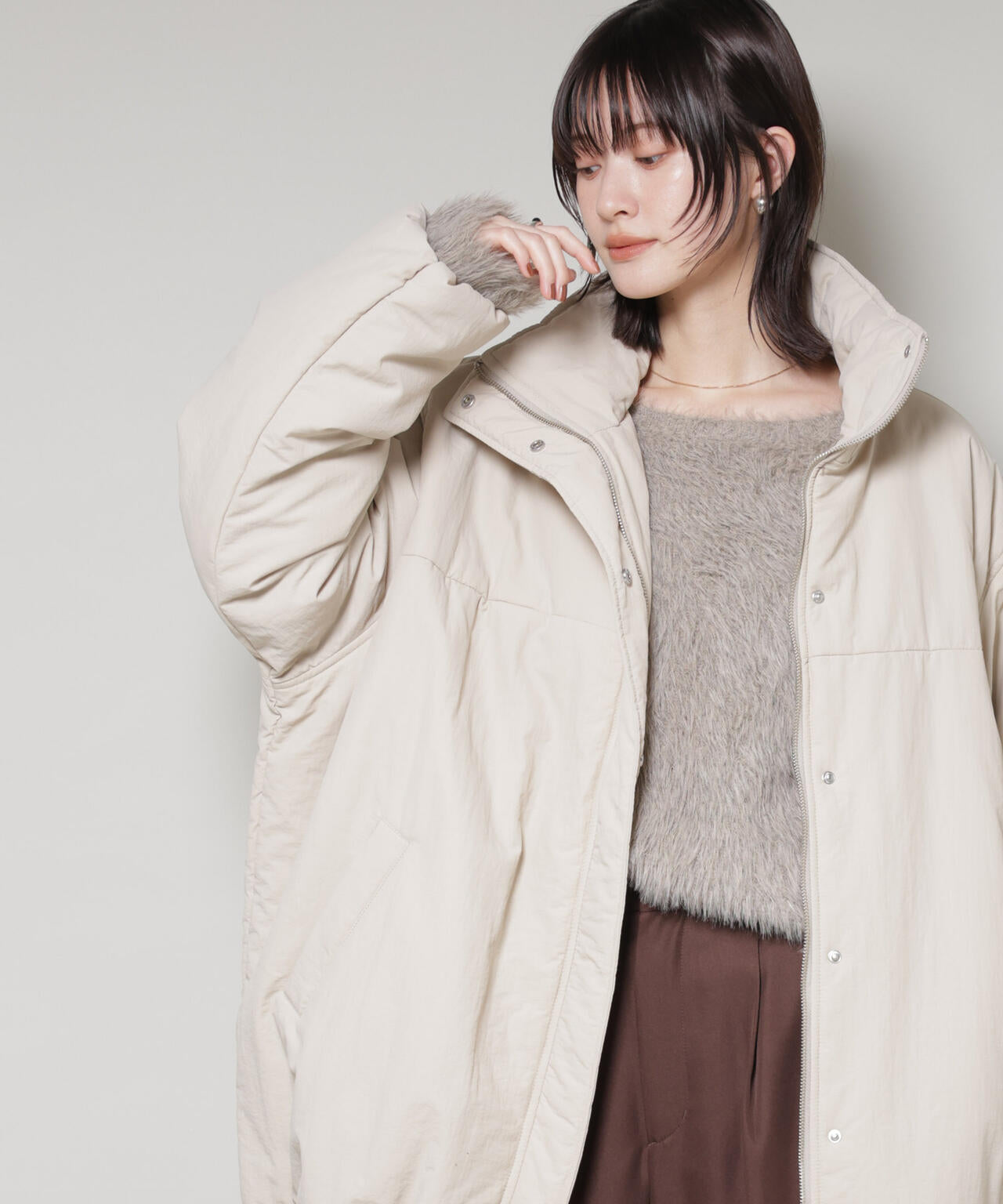 撥水加工 中綿スタンドオーバージップブルゾン 6735212300