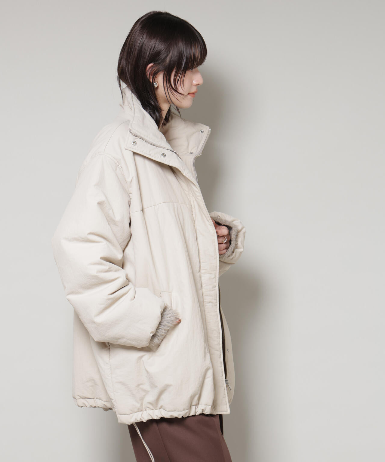 撥水加工 中綿スタンドオーバージップブルゾン 6735212300