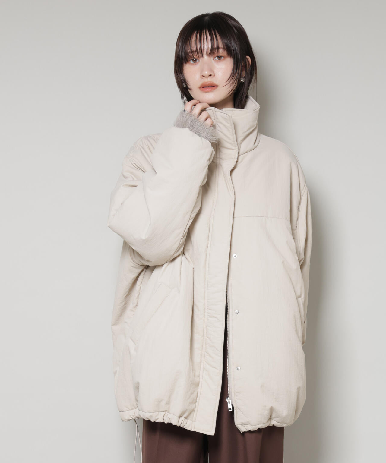 撥水加工 中綿スタンドオーバージップブルゾン 6735212300