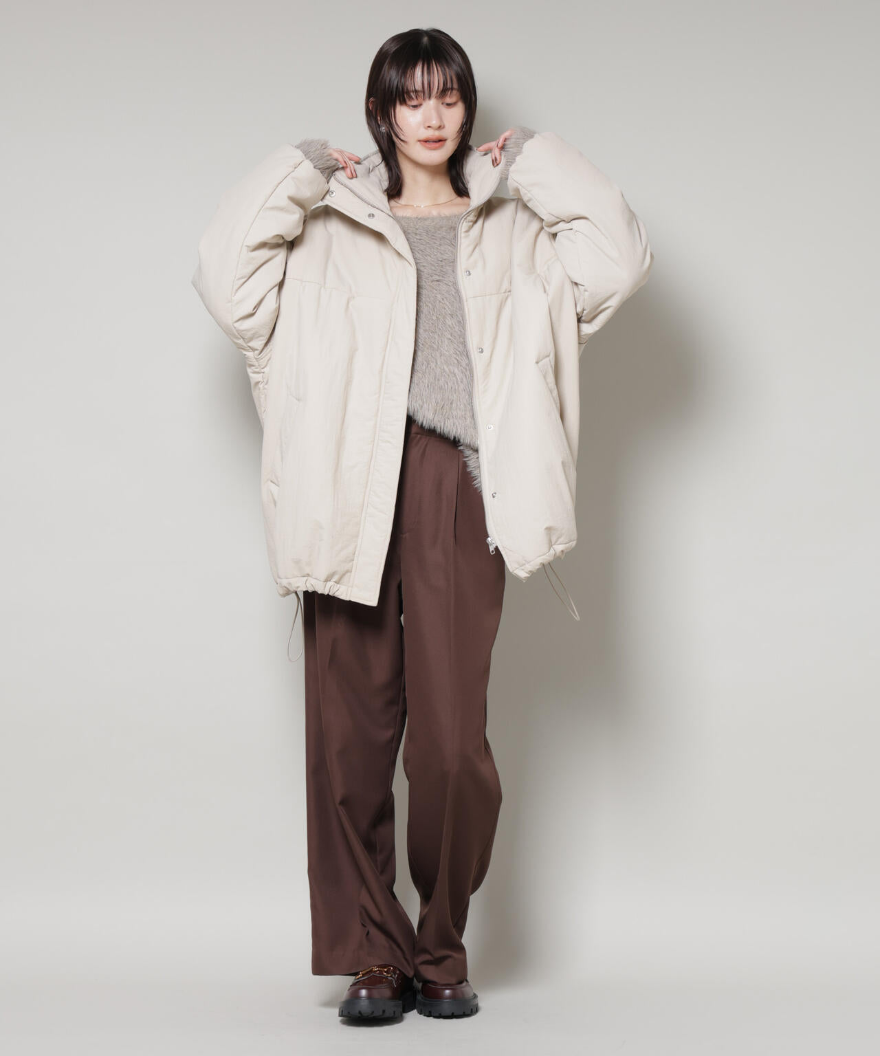 撥水加工 中綿スタンドオーバージップブルゾン 6735212300