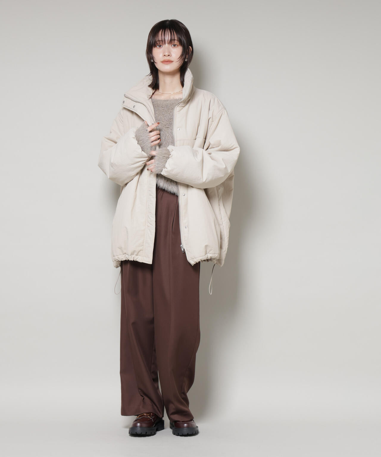 撥水加工 中綿スタンドオーバージップブルゾン 6735212300