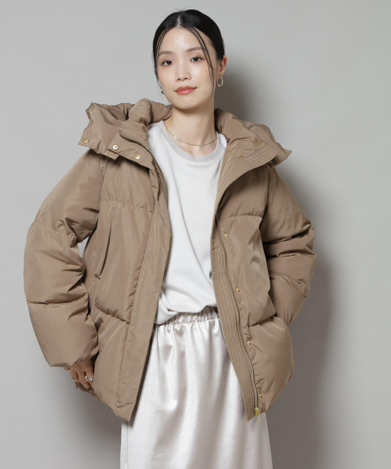 撥水加工 フード ショート ダウン コート