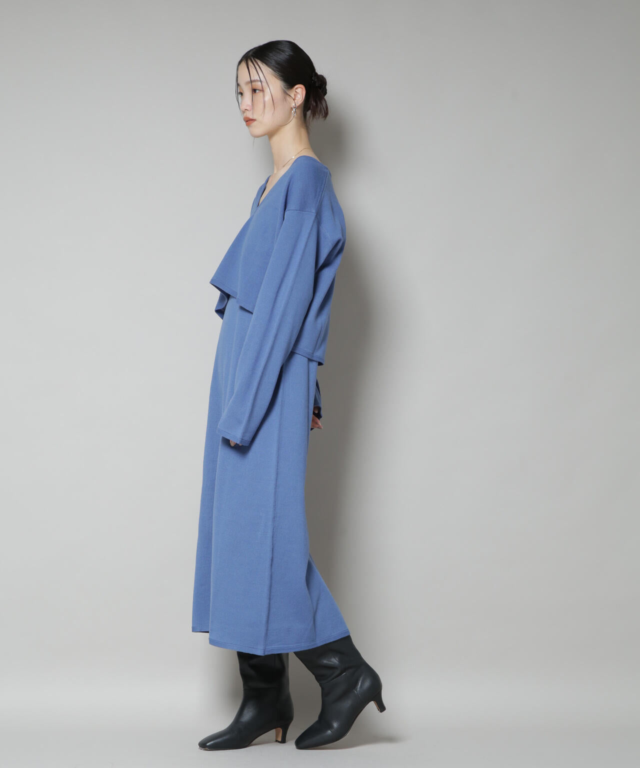 ニットキャミワンピース×クロップドVネックニット セット 6735219306