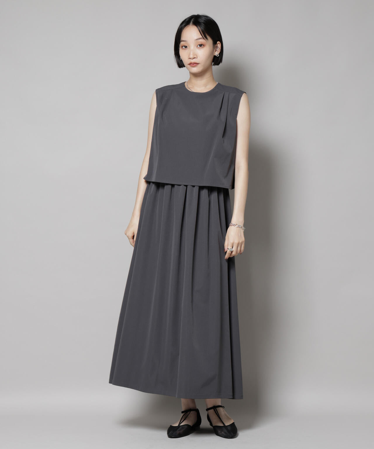 セットアップ風ノースリーブワンピース 6735219308