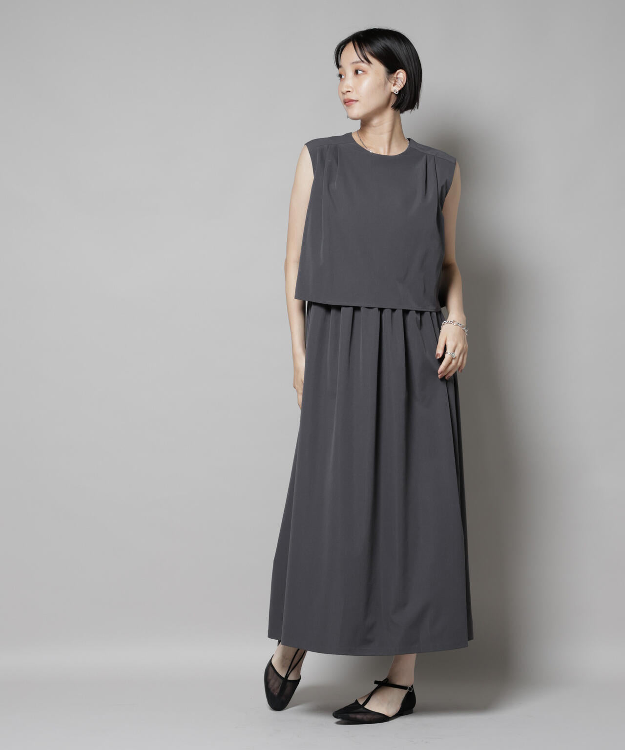 セットアップ風ノースリーブワンピース 6735219308
