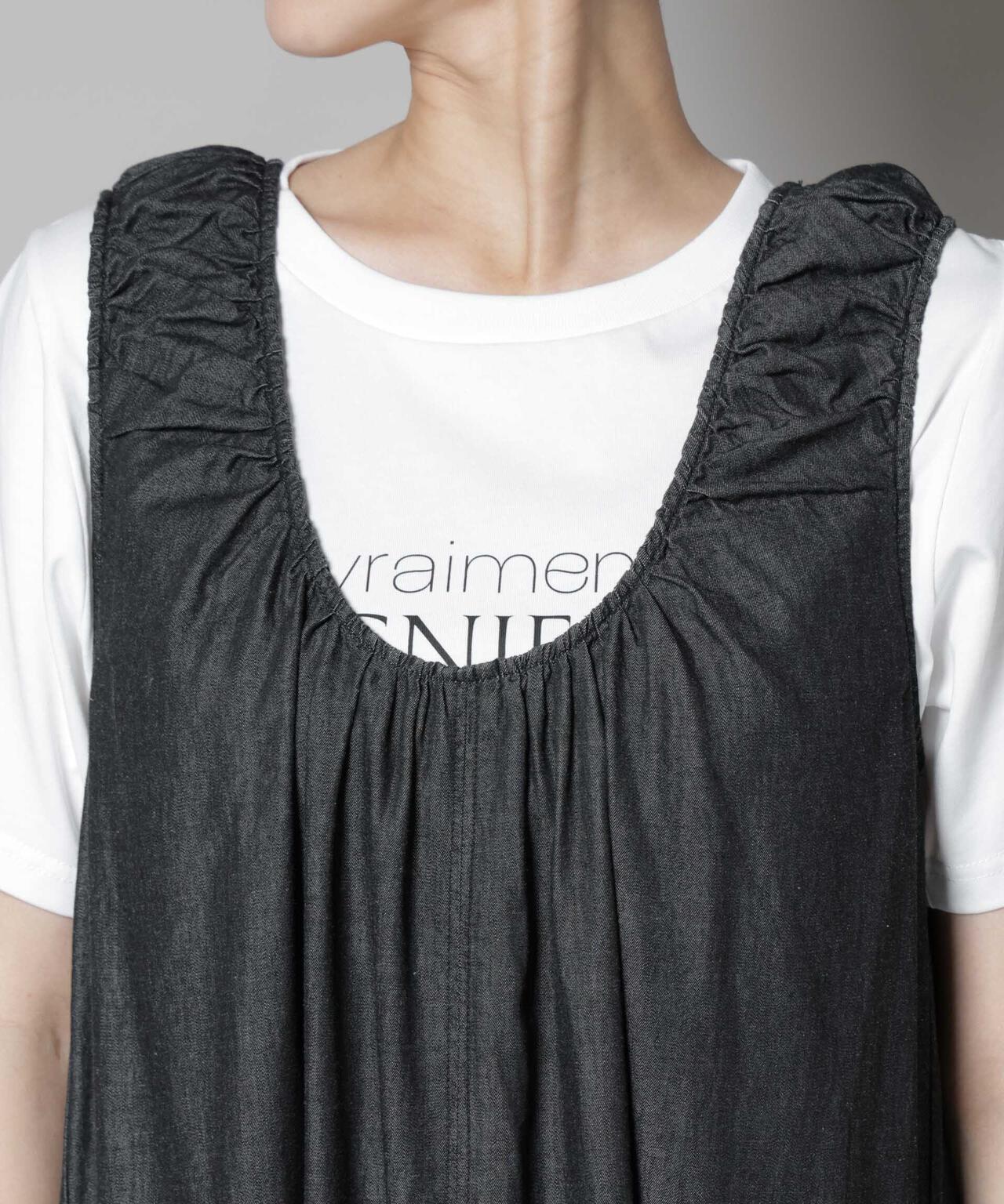 ギャザーデザインフレアデニムワンピース 6735219309