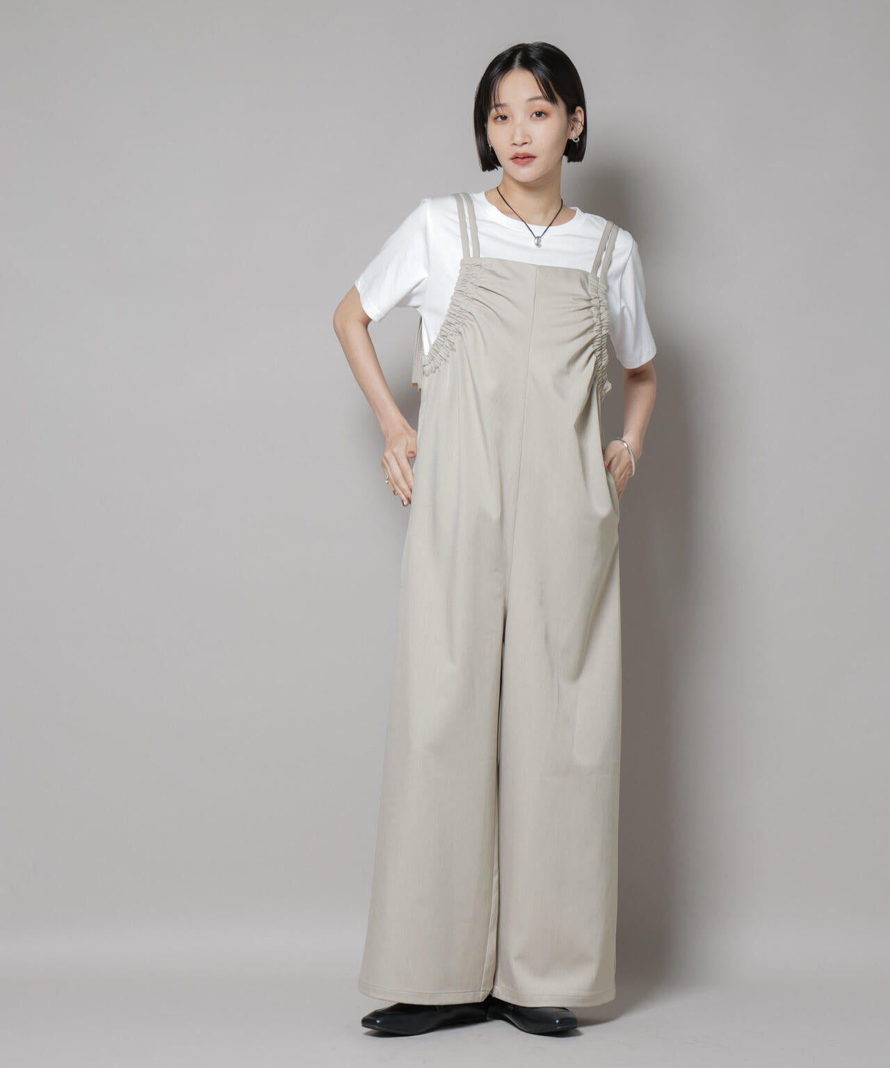 ギャザーデザインサロペットパンツ 6735219310