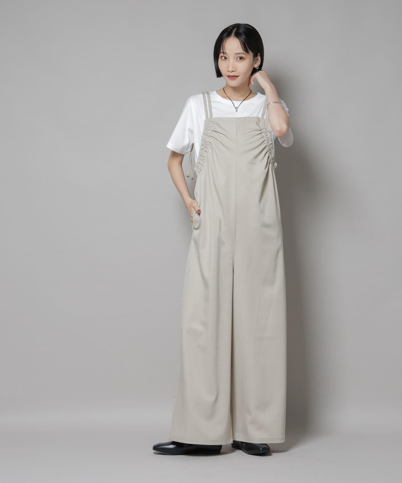 ギャザーデザインサロペットパンツ 6735219310