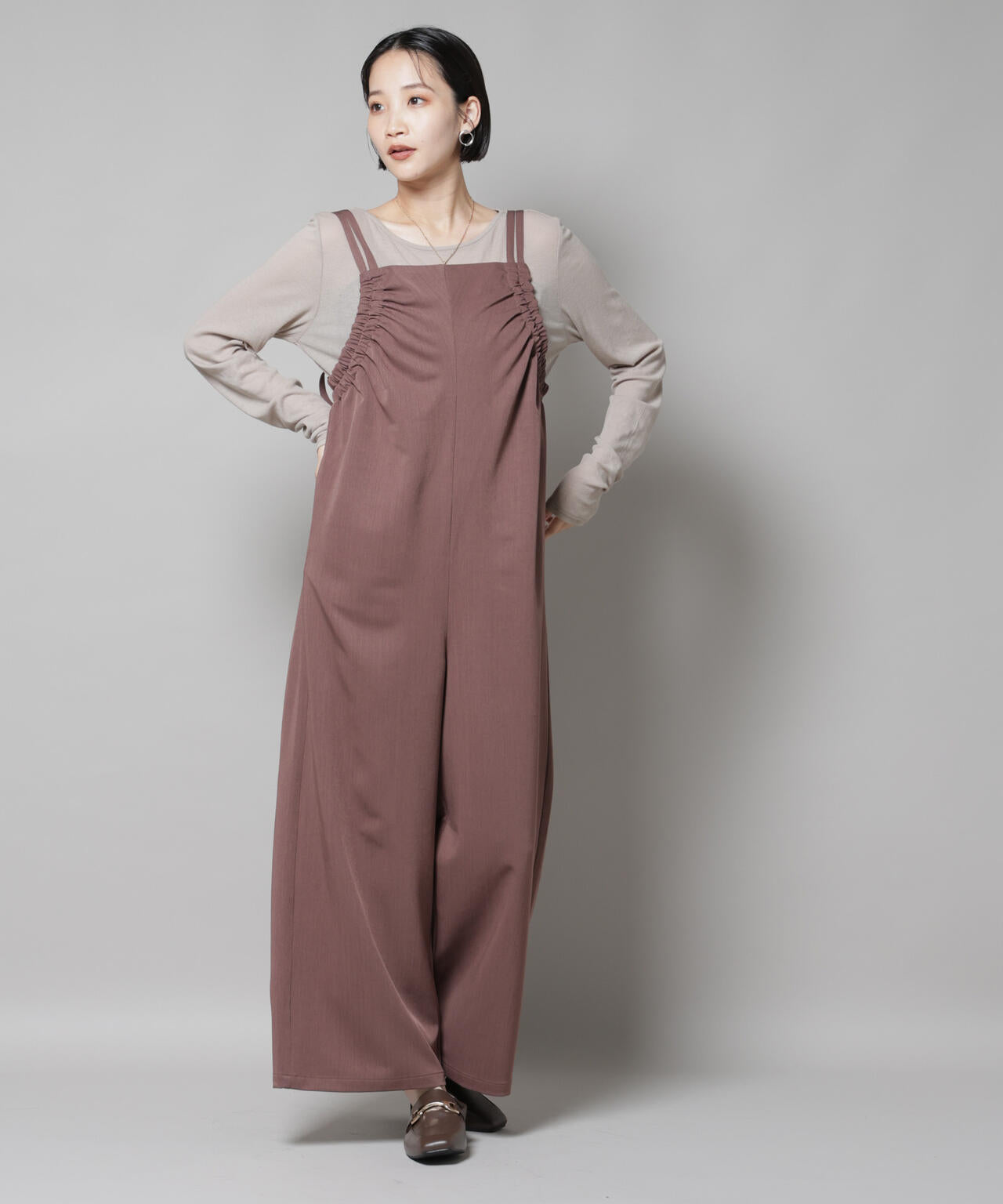 ギャザーデザインサロペットパンツ 6735219310
