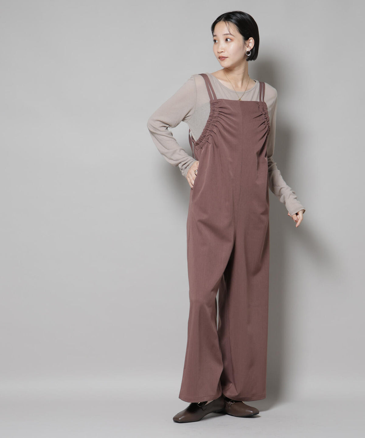 ギャザーデザインサロペットパンツ 6735219310