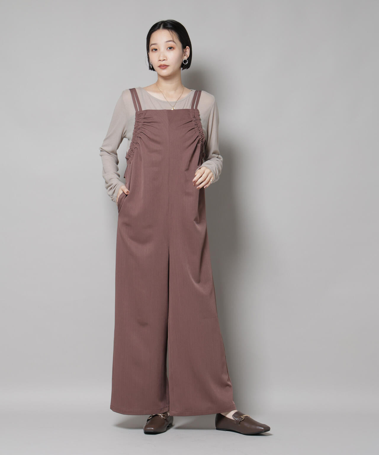 ギャザーデザインサロペットパンツ 6735219310