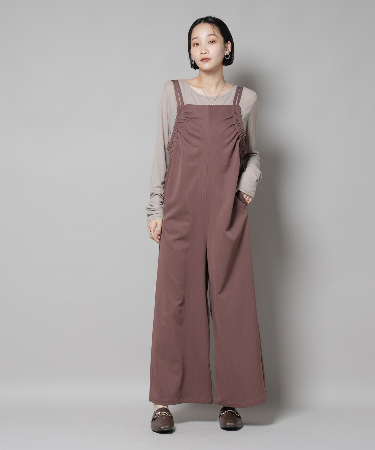 ギャザーデザインサロペットパンツ 6735219310