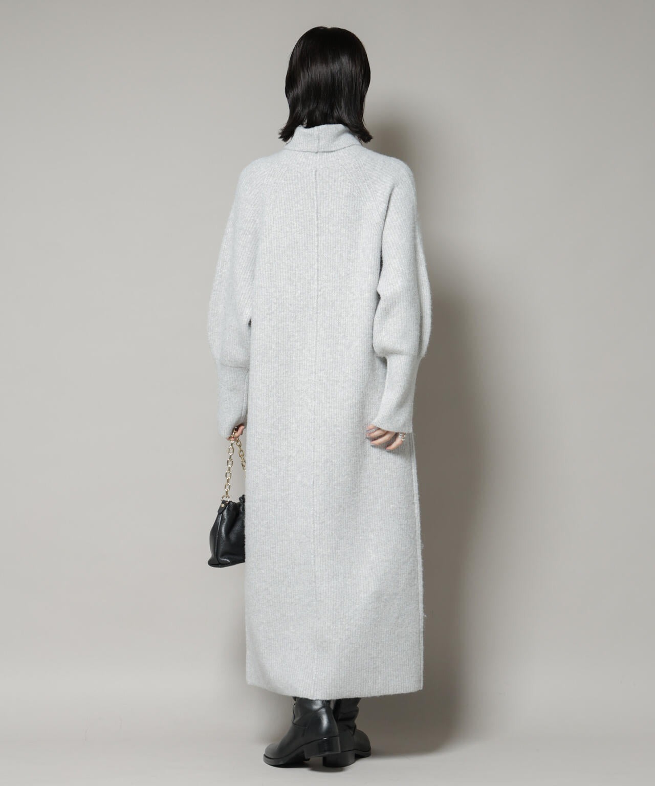 エアリーヤーン畦編タートルニットマキシワンピース 6735219312