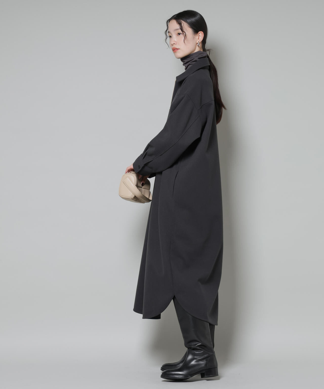 ソフトメルトンジャージーハーフジップワンピース 6735219327