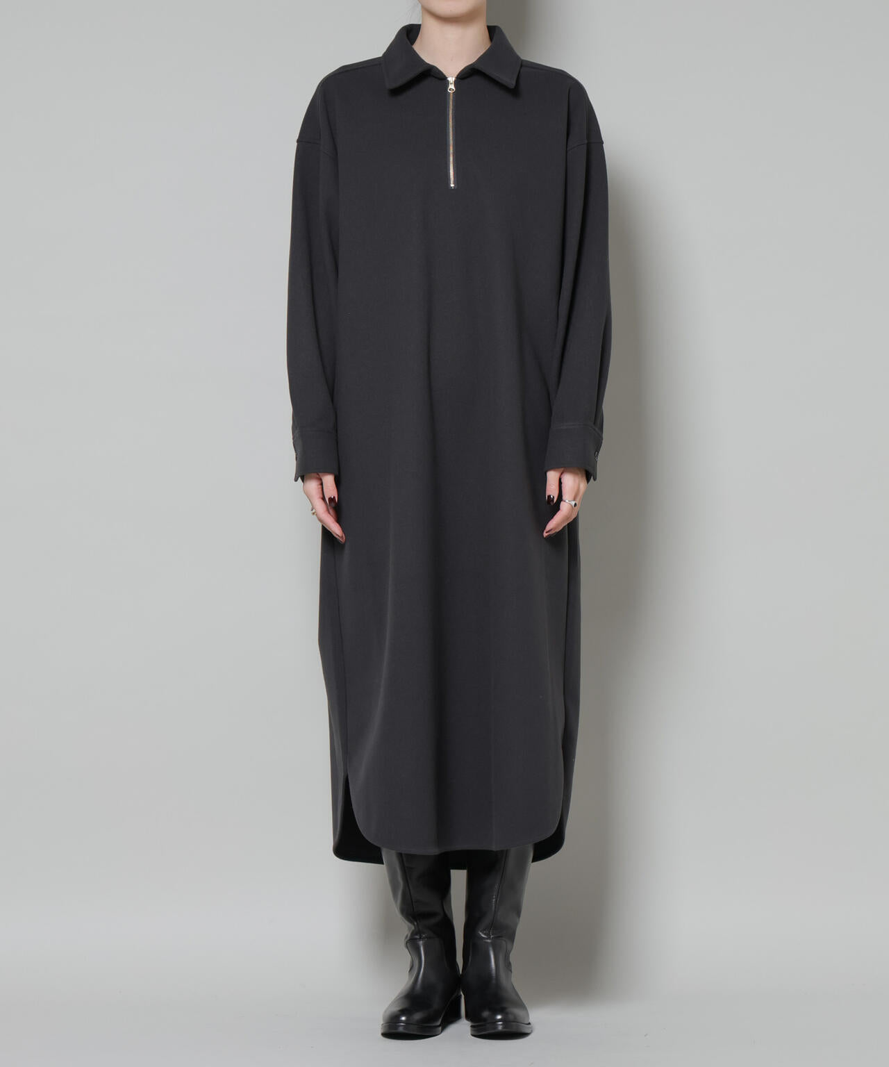 ソフトメルトンジャージーハーフジップワンピース 6735219327